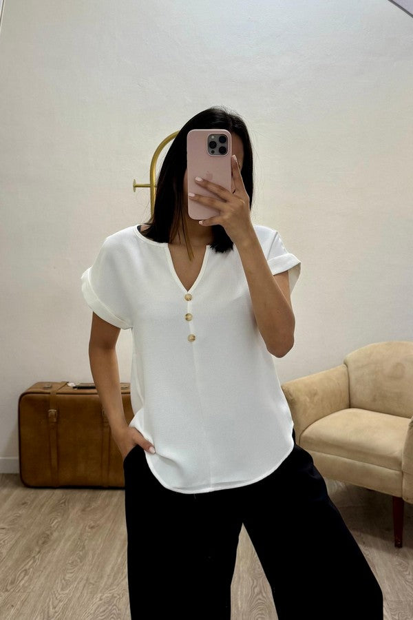 Blusa Blanca con Botones TB8510