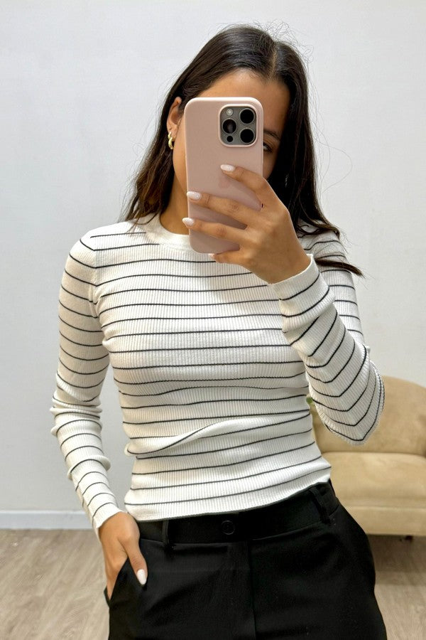 Sueter Blanco con Rayas SW14195
